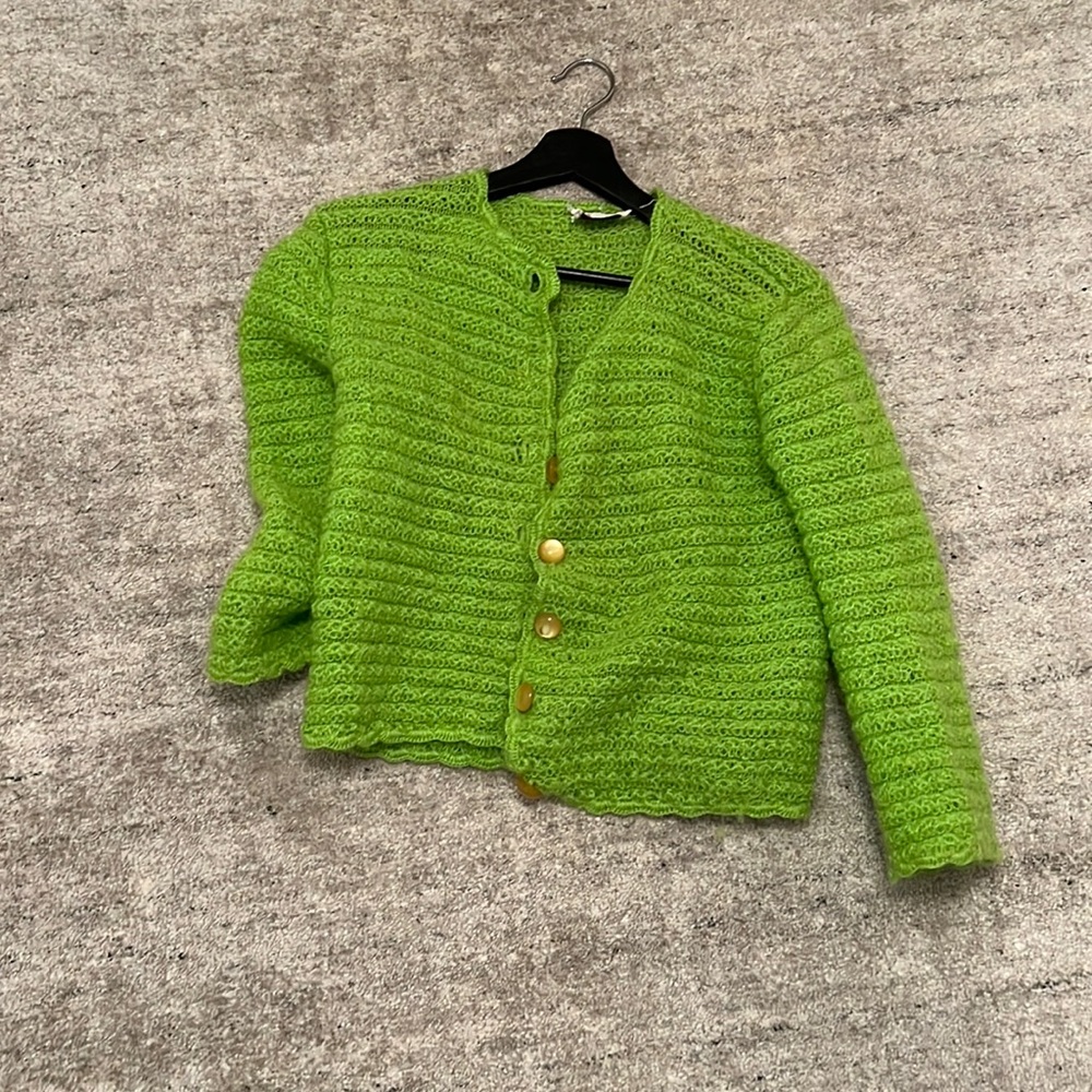 Mohair wool blend green sweater